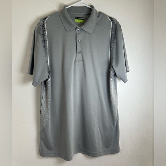 PGA Tour Golf Polo Shirt, Short Sleeve, 3-Button Gray Men's Shirt, Size Large - Picture 1 of 14